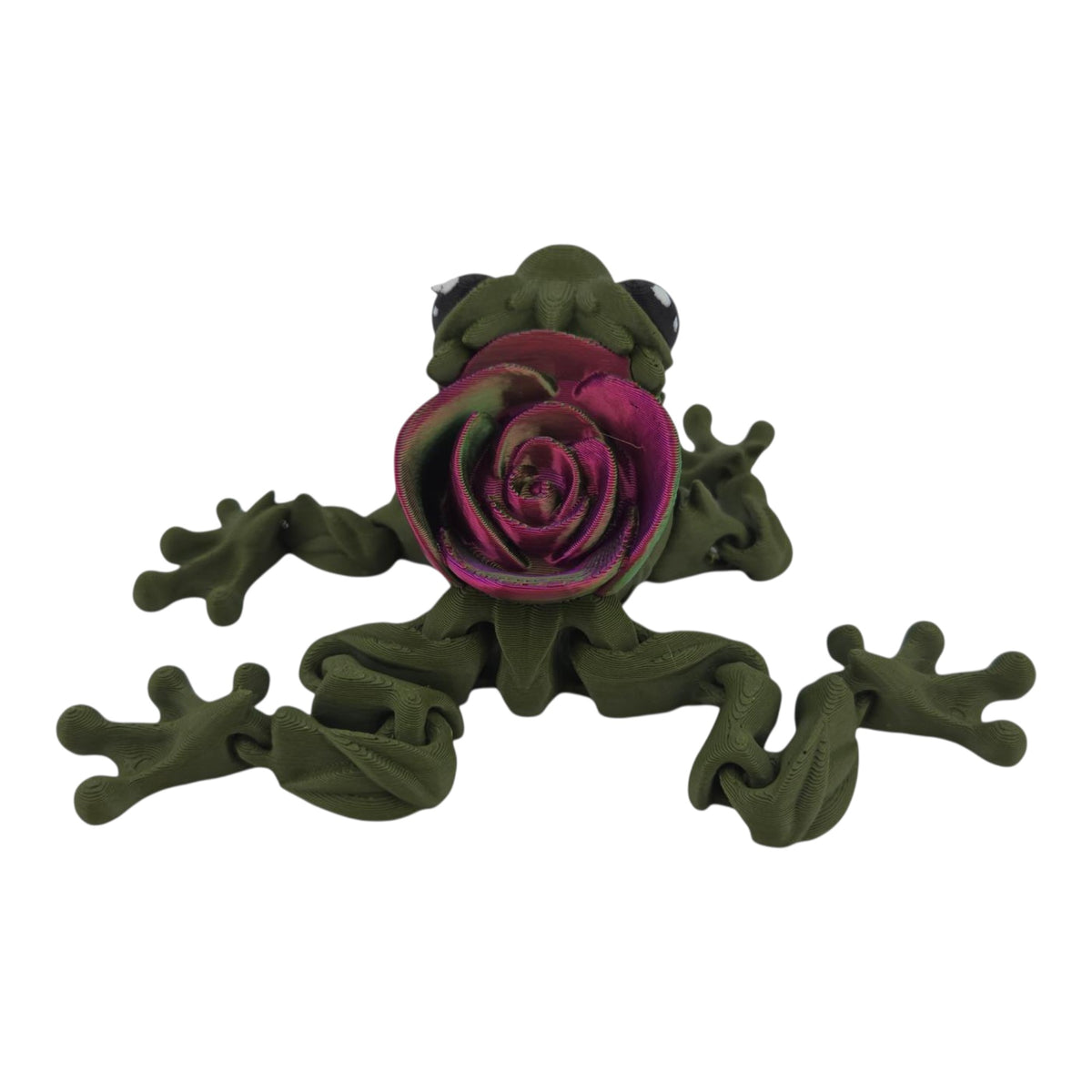 Red and Green Dual Rose Frog with sculpted floral detail