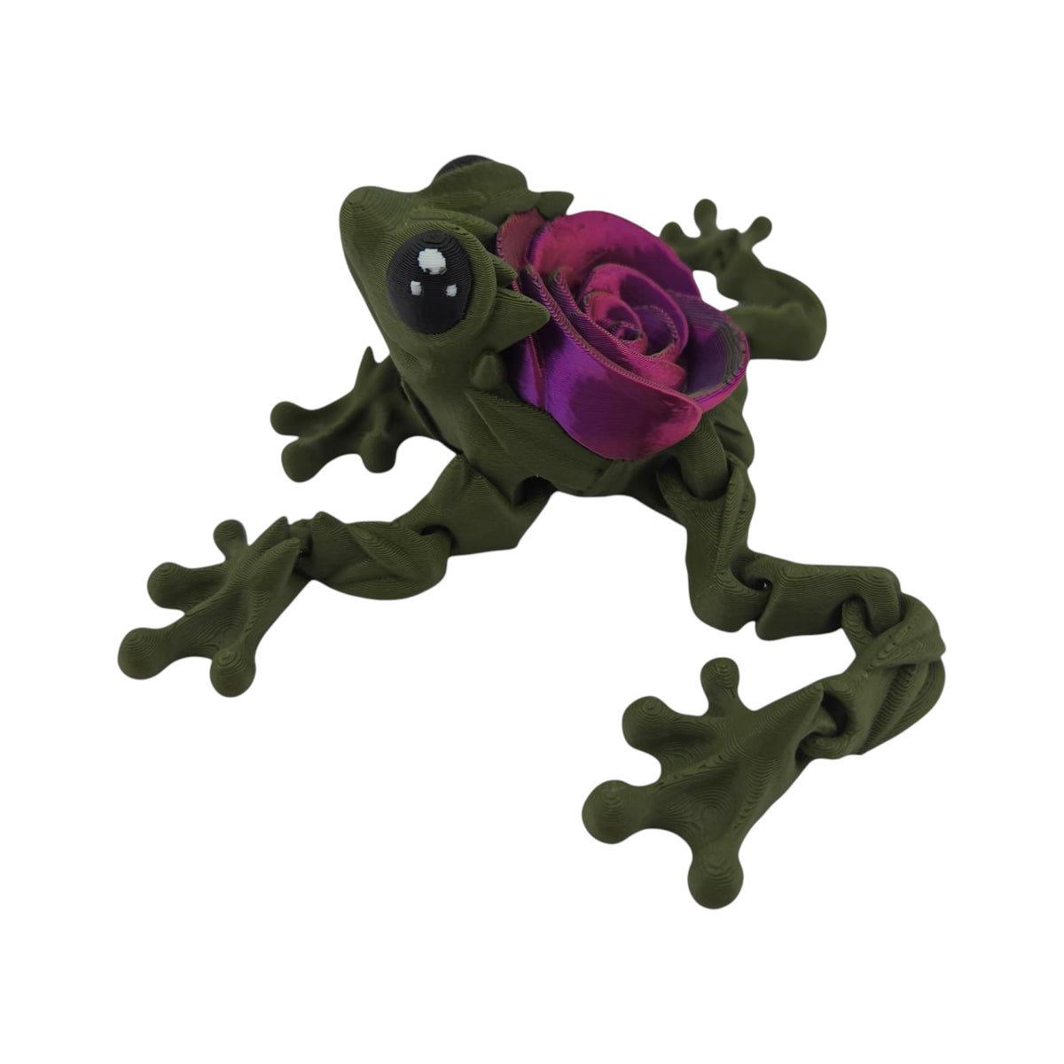 Rose Frog side view showing rose and articulated legs