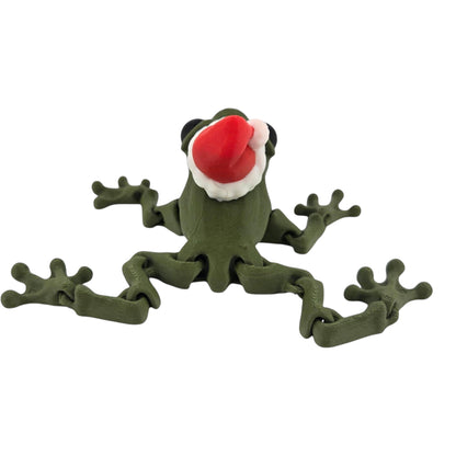 Santa Frog rear view showing holiday hat