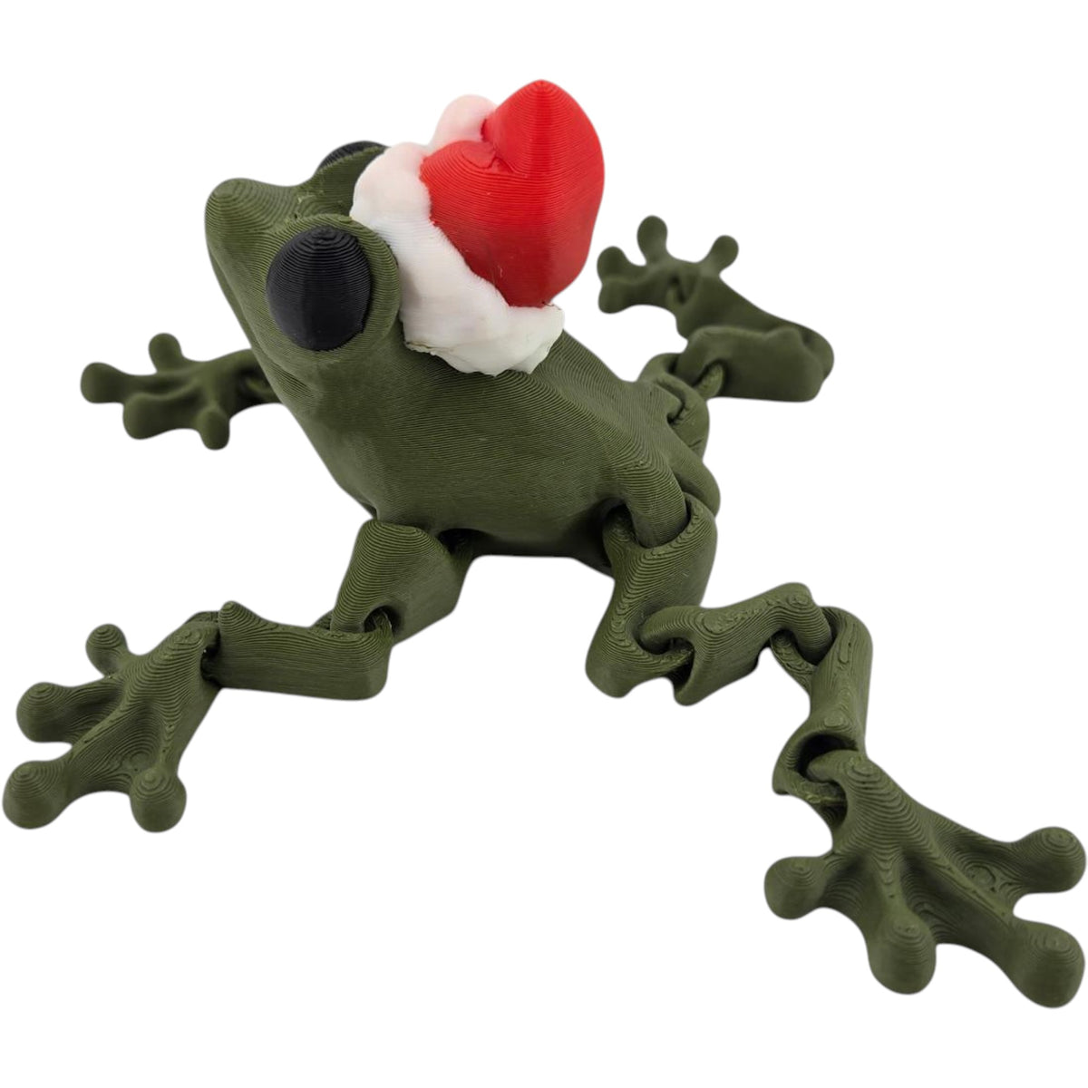 Santa Frog 3D printed holiday collectible side view