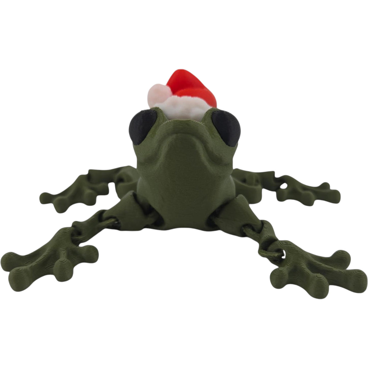 Santa Frog front view with red and white hat