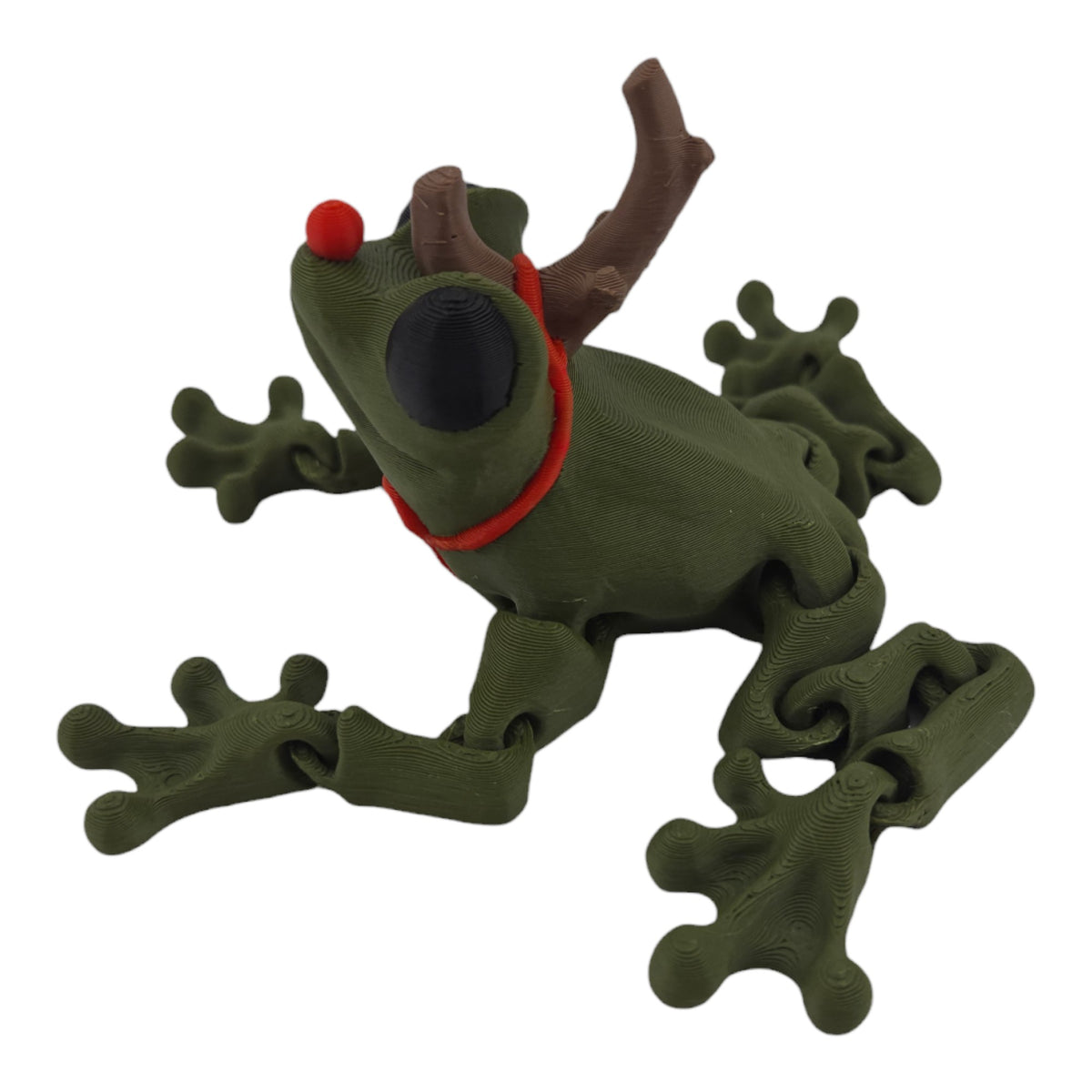 Reindeer Frog 3D printed holiday collectible side view