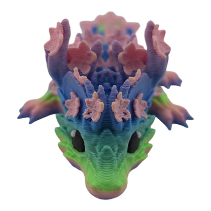 3D Printed Baby Cherry Blossom Dragon – 6in Articulated Fantasy Collectible, Sakura-Themed Desk Décor