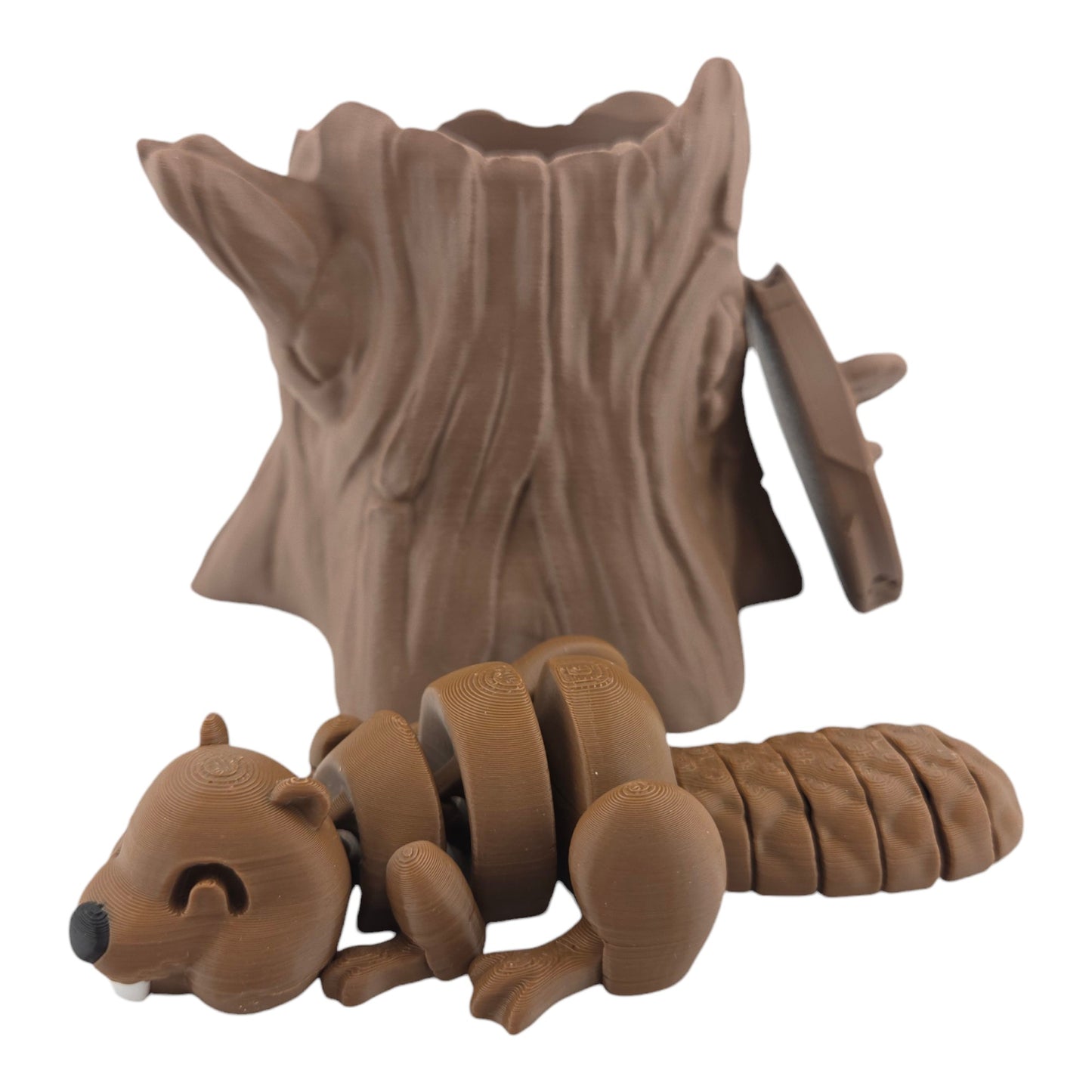 Articulated Beaver – 3D Printed Collectible | Poseable Beaver Figurine | Optional Locking Stump Container