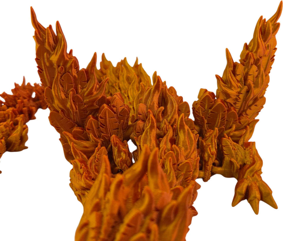 Red Gold Dual Phoenix Dragon wing detail