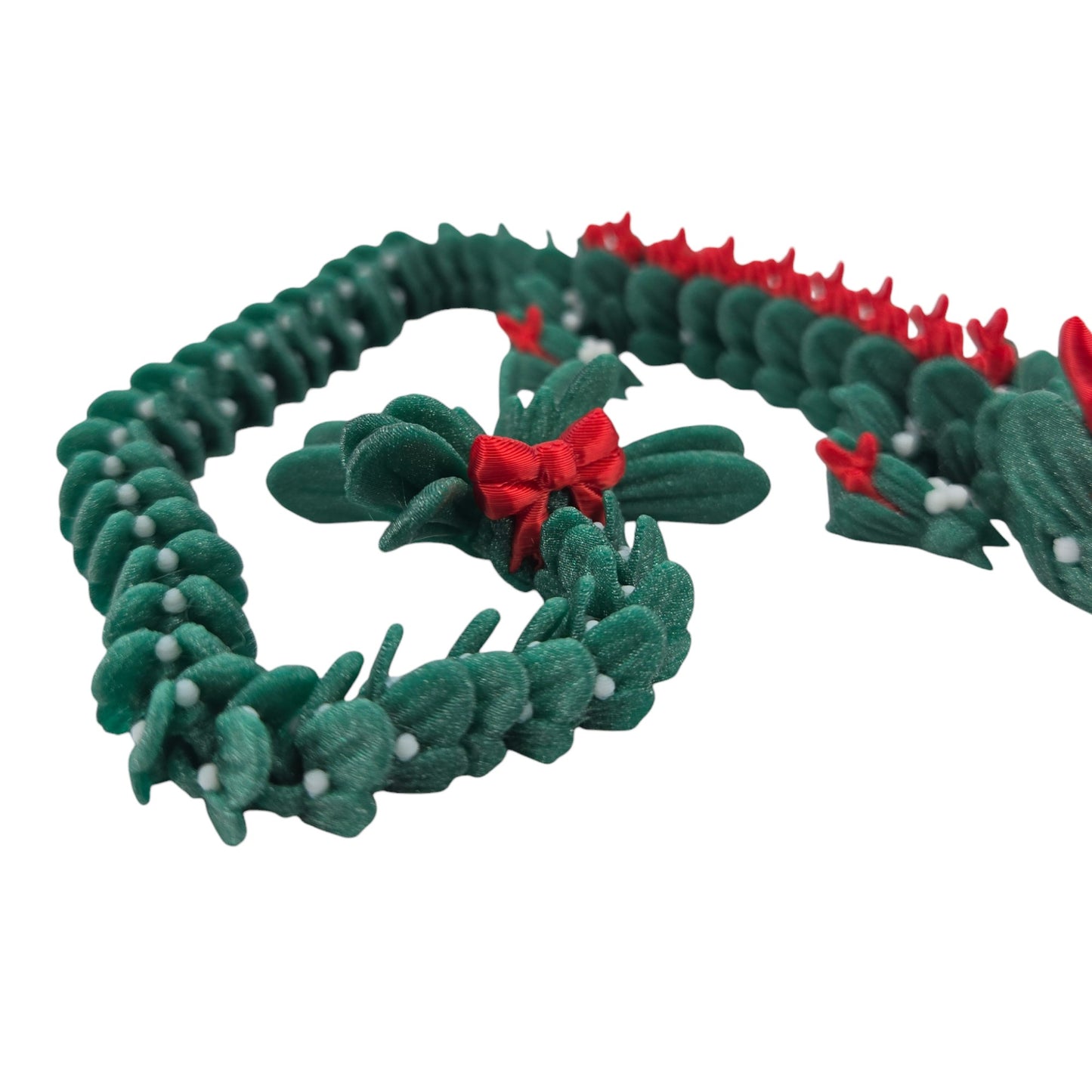 Articulated Mistle Toe Christmas Winter Dragon - 3D Printed Fantasy Creature - Custom Colors - Cinderwing3d- 14.5 Inch