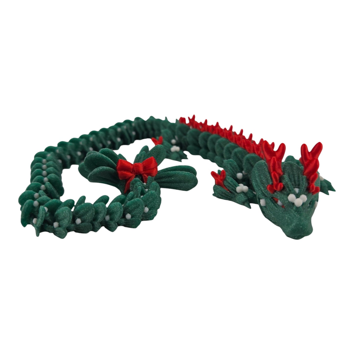 Articulated Mistle Toe Christmas Winter Dragon - 3D Printed Fantasy Creature - Custom Colors - Cinderwing3d- 14.5 Inch