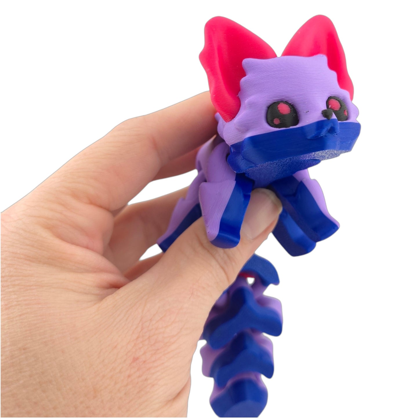 Articulated Bi Pride Fox 7.5 Inches - 3D Printed Fantasy Creature - Authorized Seller - Desktop Decor Figure