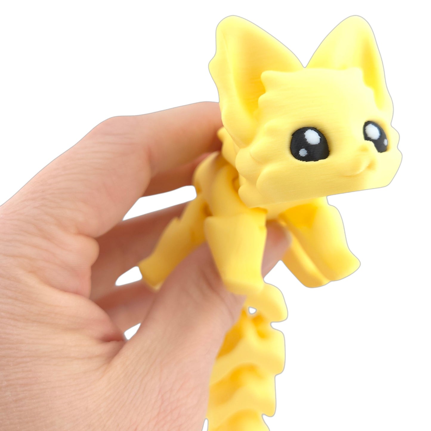Articulated Cute Flexi Fox 7.5 Inches - 3D Printed Fantasy - Customizable Colors - Authorized Seller - Articulated Desk Buddy