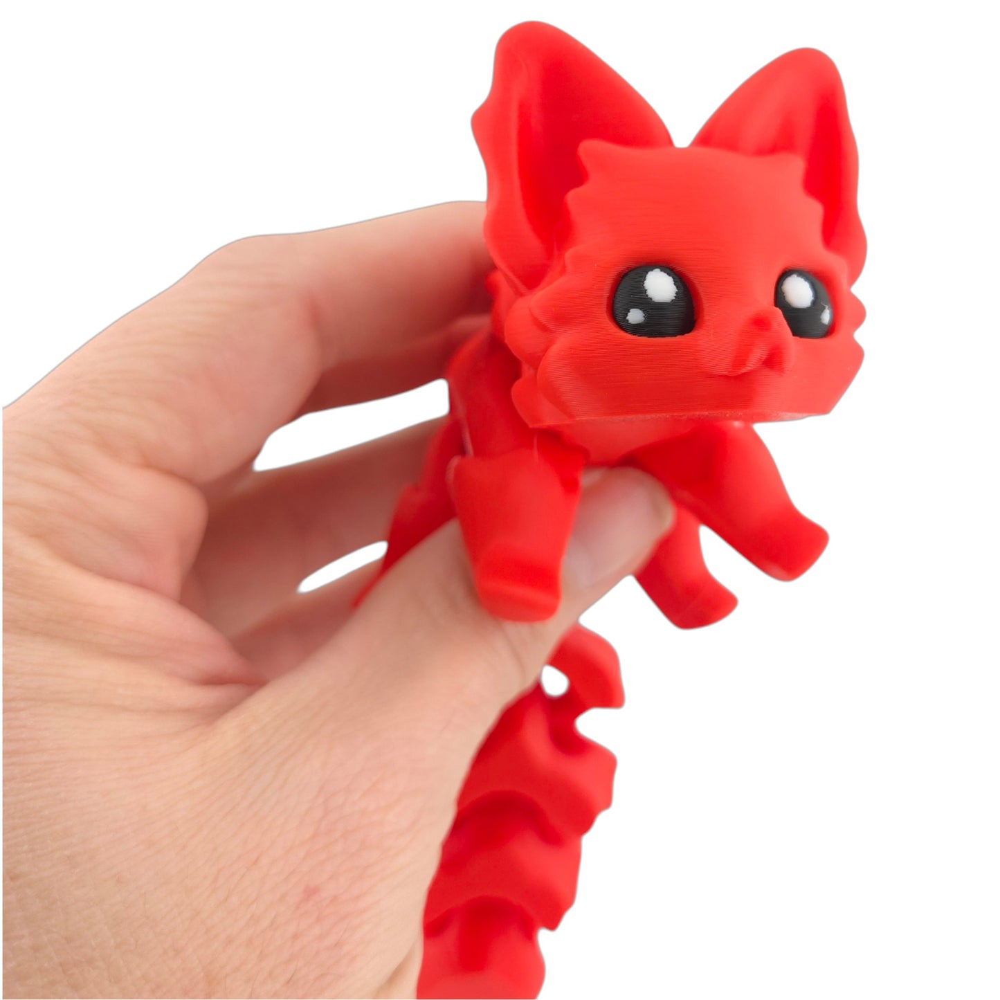 Articulated Cute Flexi Fox 7.5 Inches - 3D Printed Fantasy - Customizable Colors - Authorized Seller - Articulated Desk Buddy