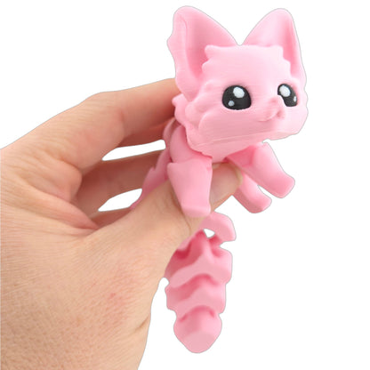 Articulated Cute Flexi Fox 7.5 Inches - 3D Printed Fantasy - Customizable Colors - Authorized Seller - Articulated Desk Buddy