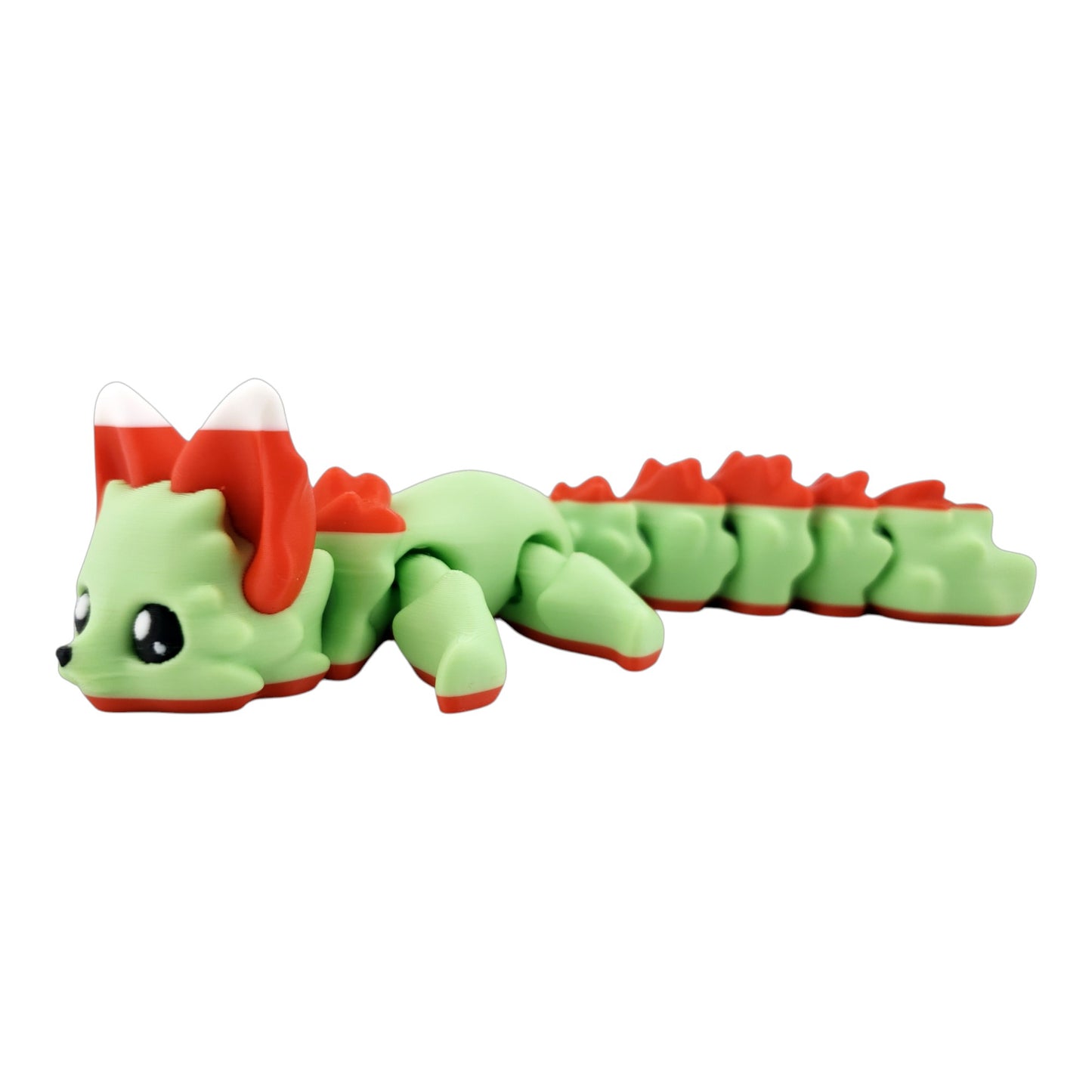 SugarCube The Peppermint Flexi Fox 7.5 Inches - 3D Printed Fantasy Creature - Articulated - Candy Themed Animal Desk Decor