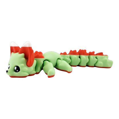 SugarCube The Peppermint Flexi Fox 7.5 Inches - 3D Printed Fantasy Creature - Articulated - Candy Themed Animal Desk Decor