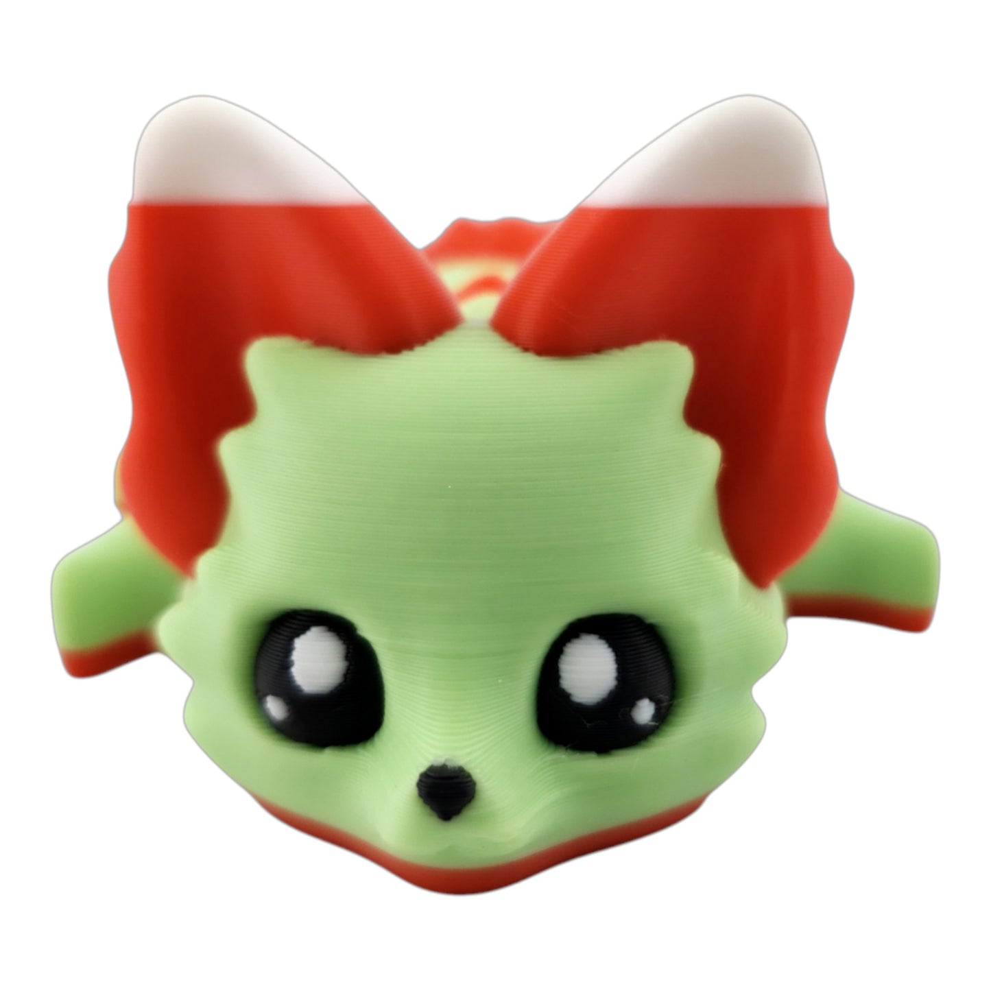 SugarCube The Peppermint Flexi Fox 7.5 Inches - 3D Printed Fantasy Creature - Articulated - Candy Themed Animal Desk Decor