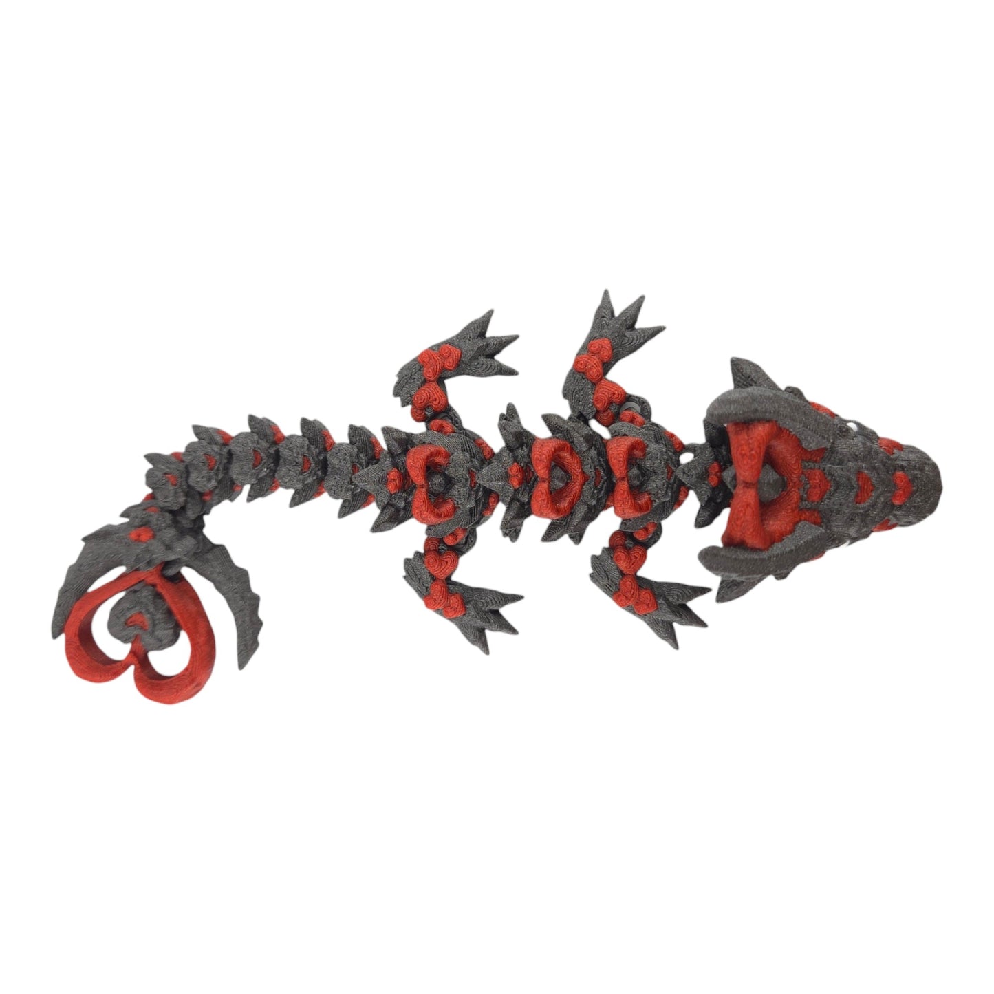 3D Printed Baby Dark Heart Dragon – 6in Articulated Fantasy Collectible, Gothic Heart-Themed Desk Décor