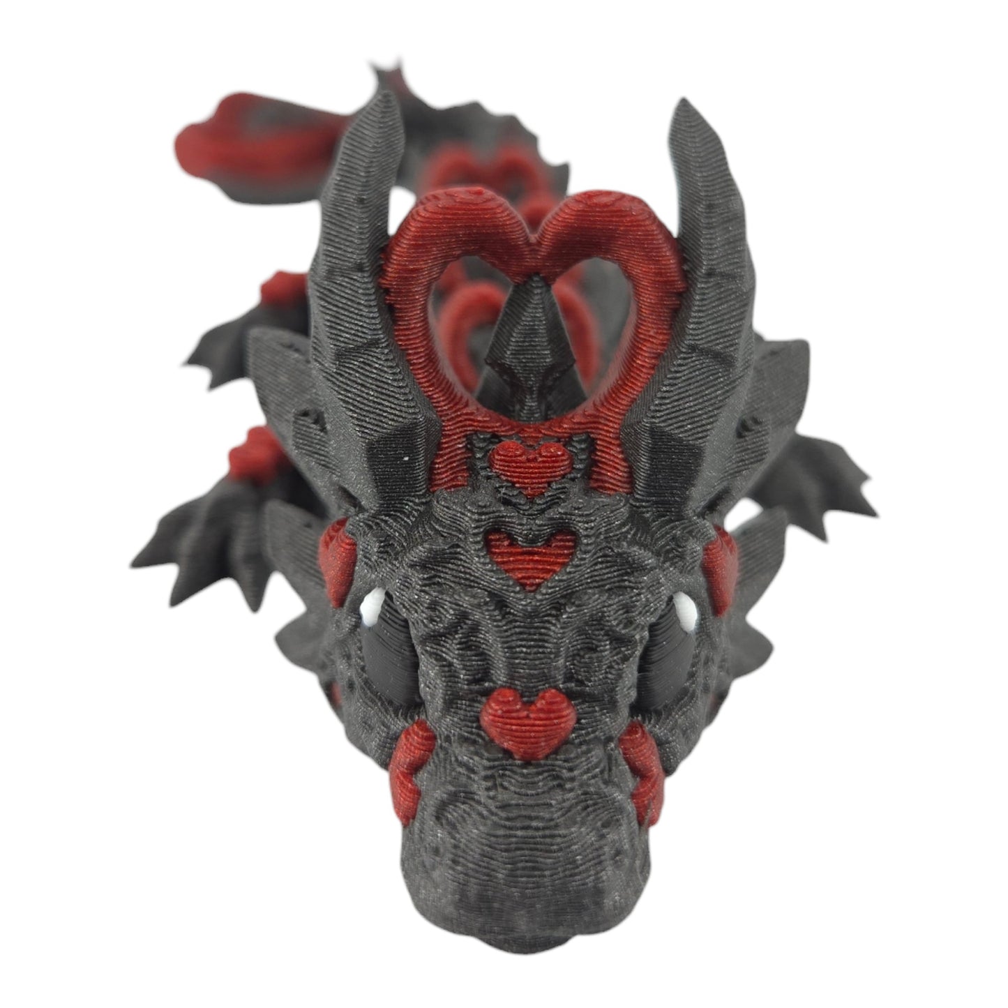 3D Printed Baby Dark Heart Dragon – 6in Articulated Fantasy Collectible, Gothic Heart-Themed Desk Décor