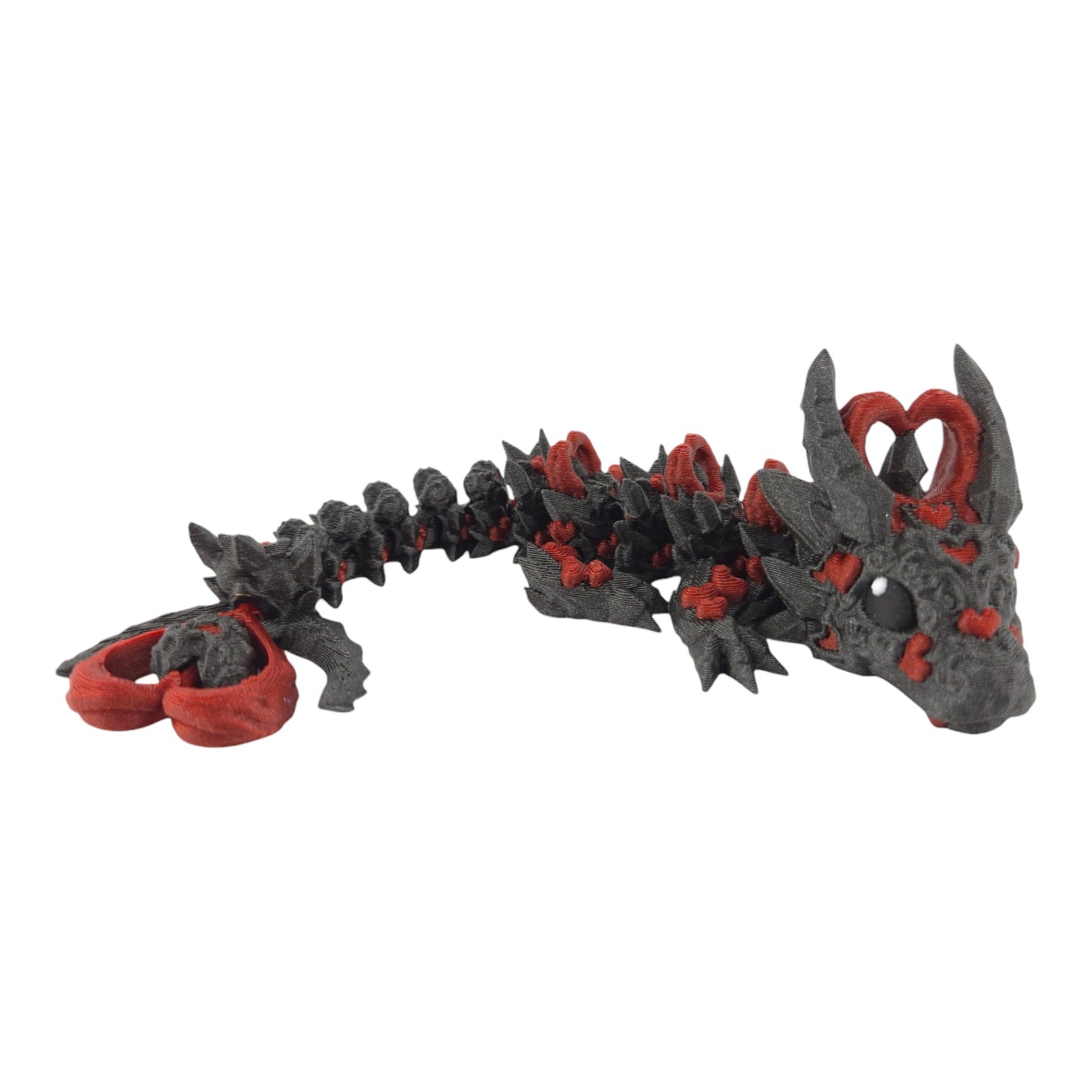 3D Printed Baby Dark Heart Dragon – 6in Articulated Fantasy Collectible, Gothic Heart-Themed Desk Décor