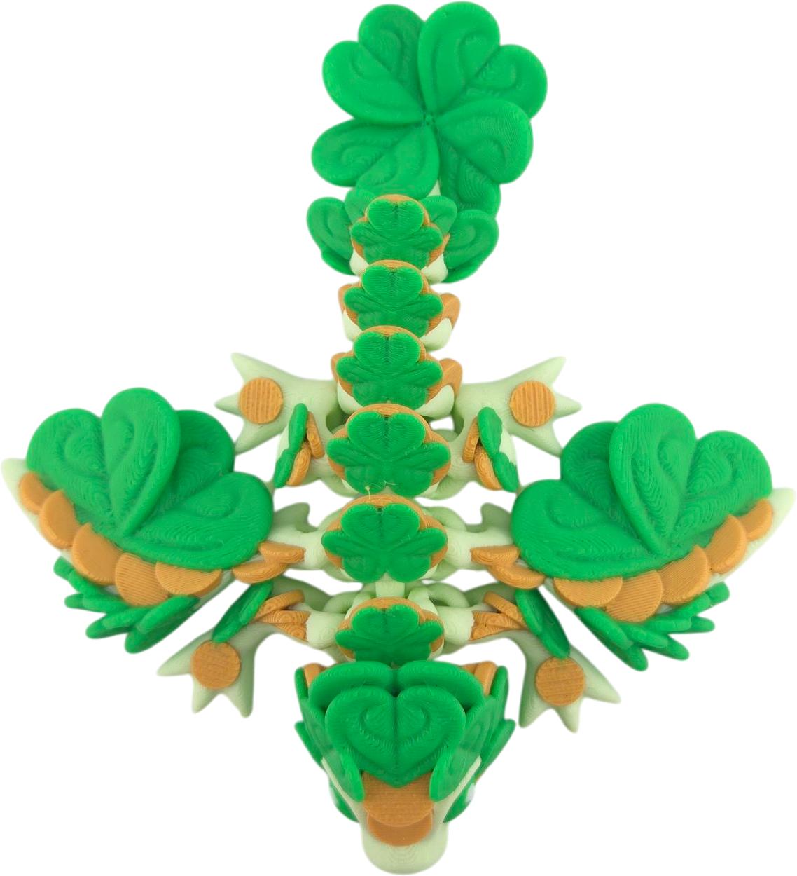 The Geek Galleria Lucky Dragon – 5" Articulated 3D Printed Clover Figurine | St. Patrick’s Day Desk Decor