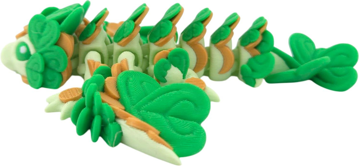 The Geek Galleria Lucky Dragon – 5" Articulated 3D Printed Clover Figurine | St. Patrick’s Day Desk Decor