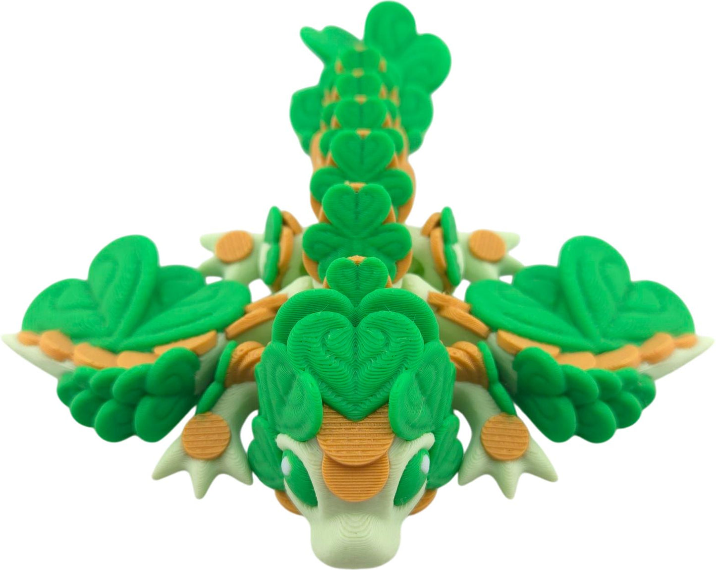 The Geek Galleria Lucky Dragon – 5" Articulated 3D Printed Clover Figurine | St. Patrick’s Day Desk Decor