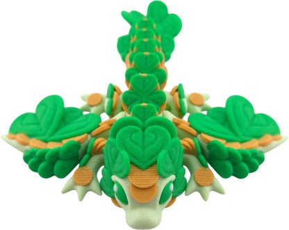 The Geek Galleria Lucky Dragon – 5" Articulated 3D Printed Clover Figurine | St. Patrick’s Day Desk Decor