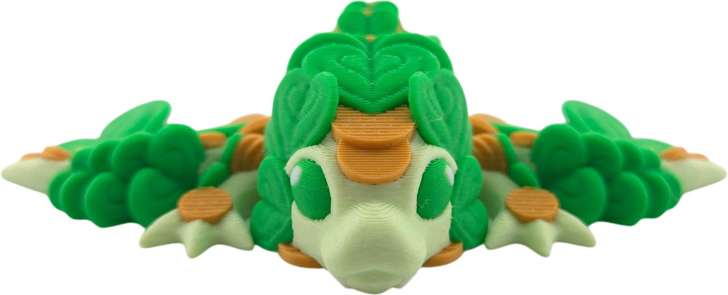 The Geek Galleria Lucky Dragon – 5" Articulated 3D Printed Clover Figurine | St. Patrick’s Day Desk Decor