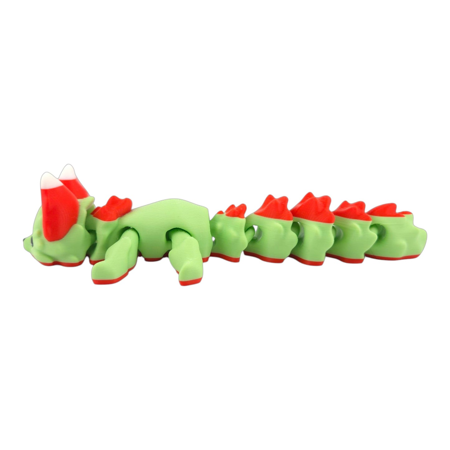 SugarCube The Peppermint Flexi Fox 7.5 Inches - 3D Printed Fantasy Creature - Articulated - Candy Themed Animal Desk Decor