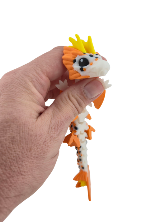 Baby Koi Dragon – 6" Articulated Fantasy Figure | 3D Printed Collectible | Japanese-Inspired Desk & Shelf Decor