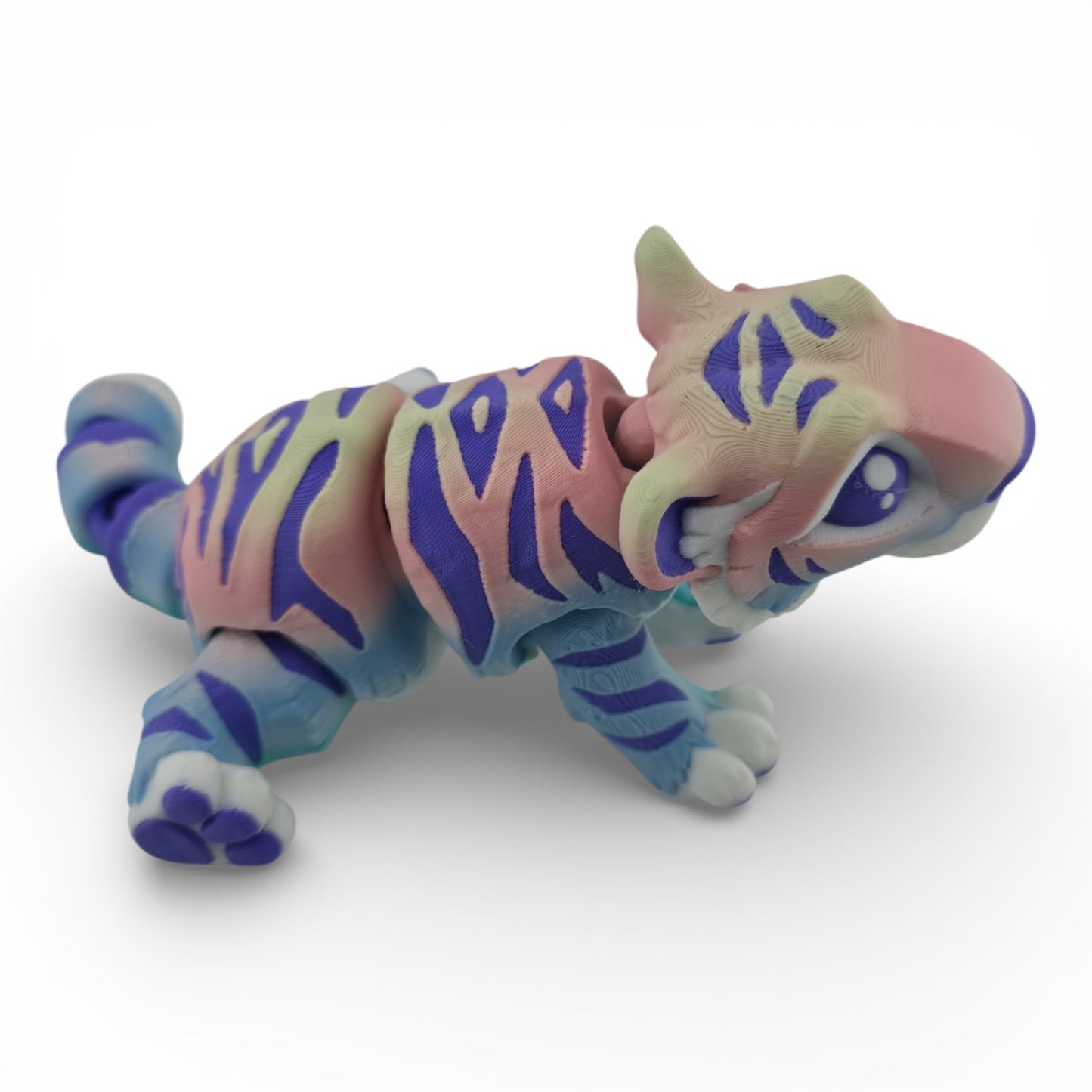 1 Rainbow Tiger – 3D Printed Articulated Figurines | Flexible Collectible Desk Decor