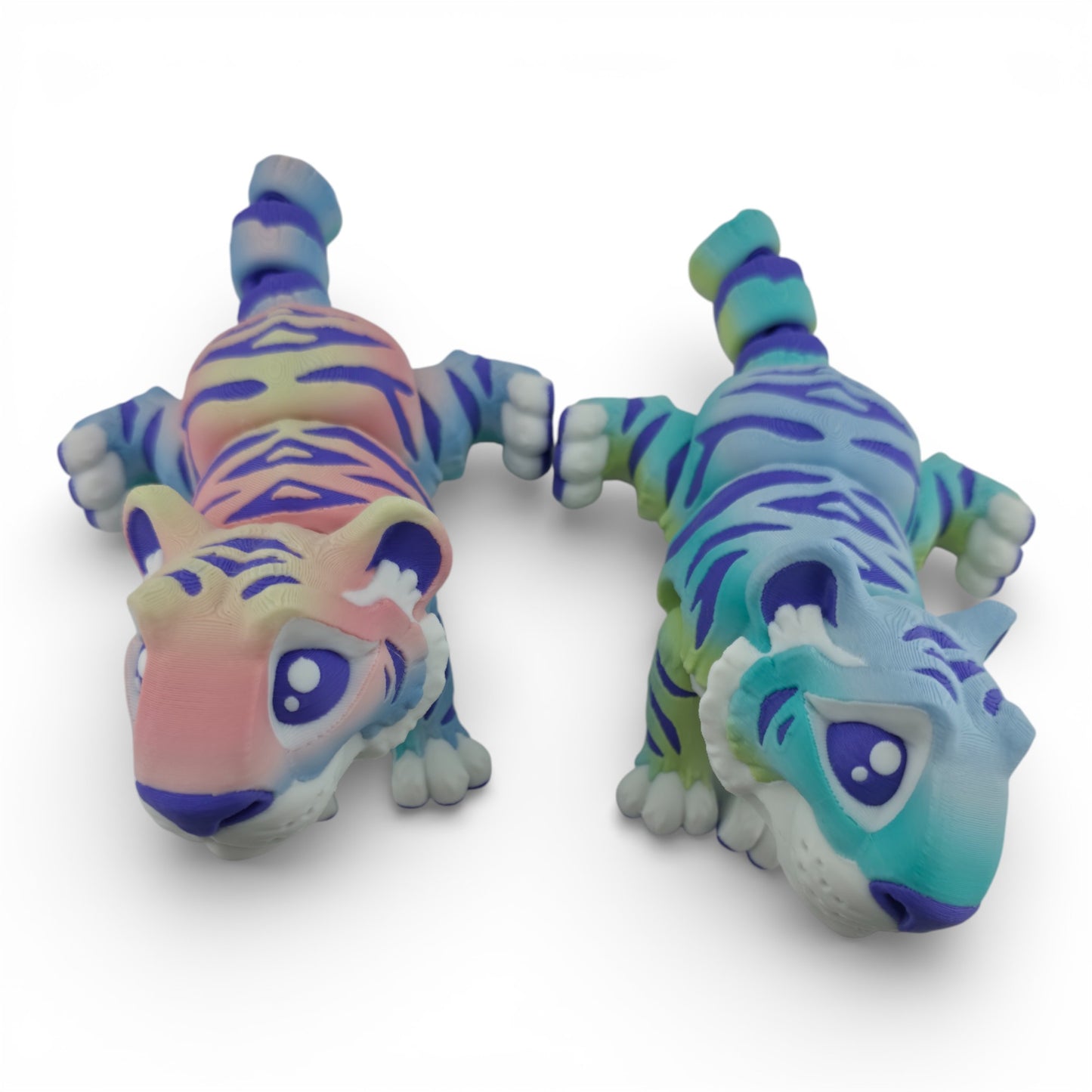 1 Rainbow Tiger – 3D Printed Articulated Figurines | Flexible Collectible Desk Decor