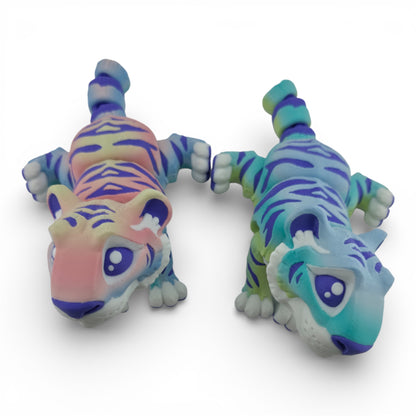 1 Rainbow Tiger – 3D Printed Articulated Figurines | Flexible Collectible Desk Decor