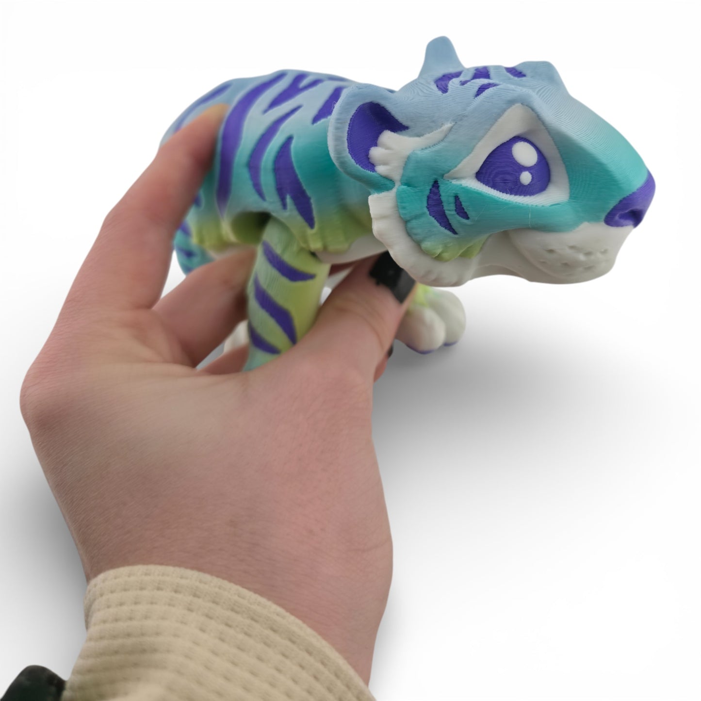 1 Rainbow Tiger – 3D Printed Articulated Figurines | Flexible Collectible Desk Decor