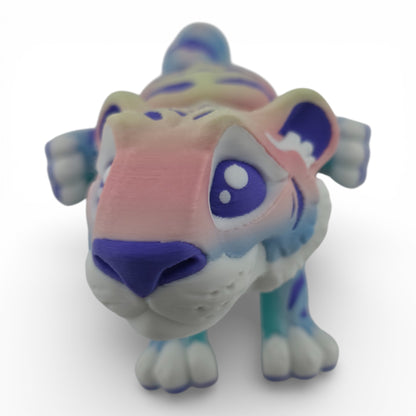1 Rainbow Tiger – 3D Printed Articulated Figurines | Flexible Collectible Desk Decor