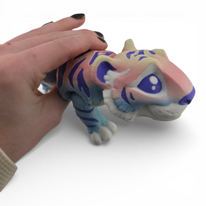 1 Rainbow Tiger – 3D Printed Articulated Figurines | Flexible Collectible Desk Decor