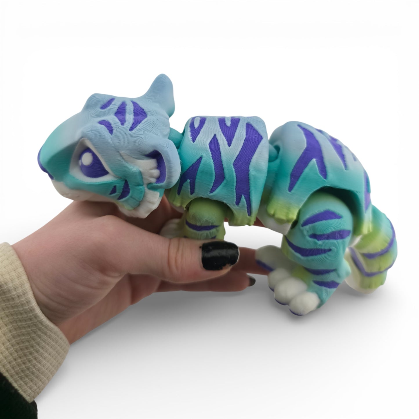 1 Rainbow Tiger – 3D Printed Articulated Figurines | Flexible Collectible Desk Decor