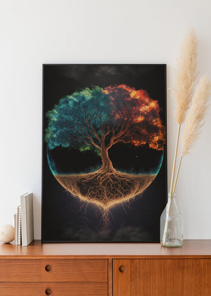 Tree of Life Art Print - Vibrant and Psychedelic Digital Art, 11x17 Inches