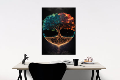 Tree of Life Art Print - Vibrant and Psychedelic Digital Art, 11x17 Inches