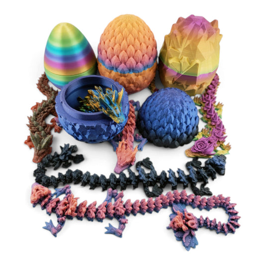 Mystery Dragon Eggs - Articulated Dragons - 3 Different Eggs - 8 Different Dragons - ~12 Inches