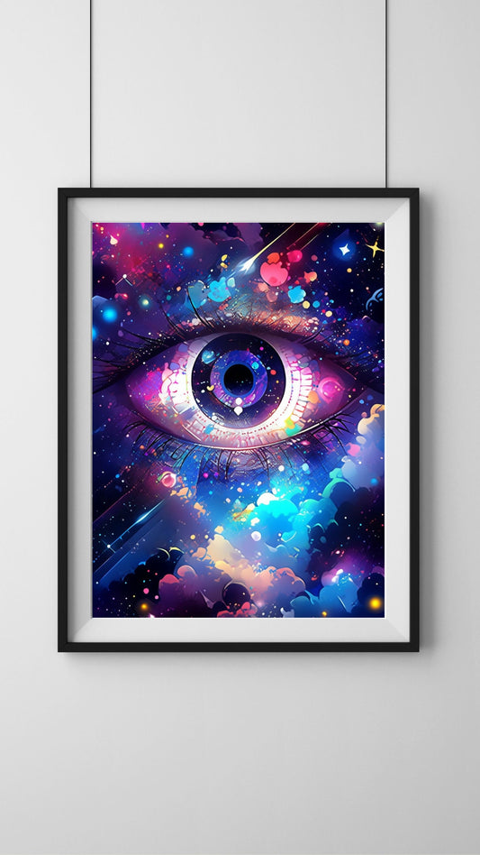 Celestial Gaze - Cosmic Eye Art Print - Original Poster - Illustration Print Wall Art - Home Decor