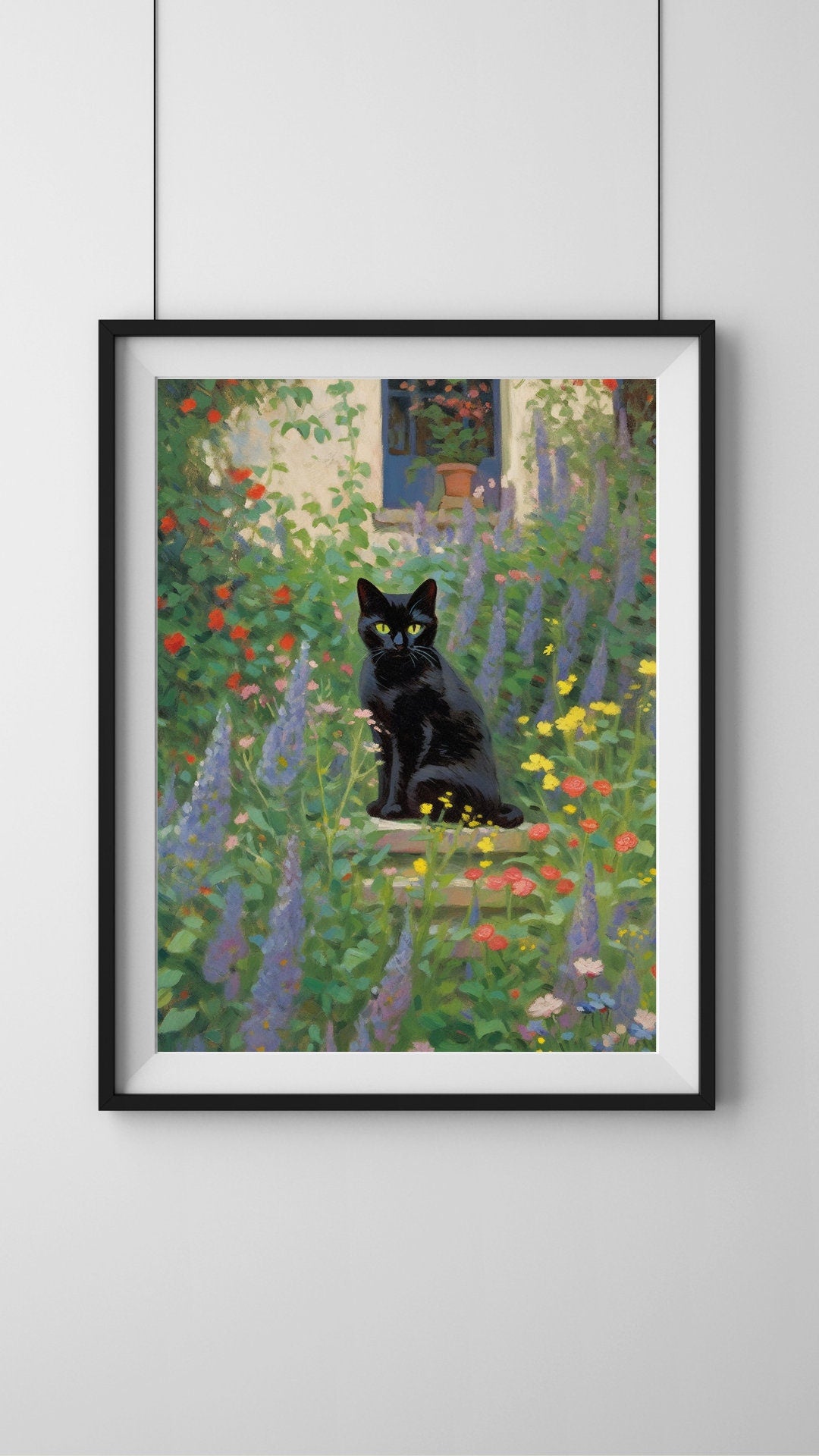 A Midnight Garden Art Print, Cat Lover Gift