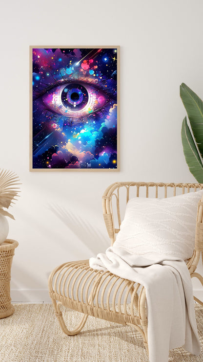 Celestial Gaze - Cosmic Eye Art Print - Original Poster - Illustration Print Wall Art - Home Decor