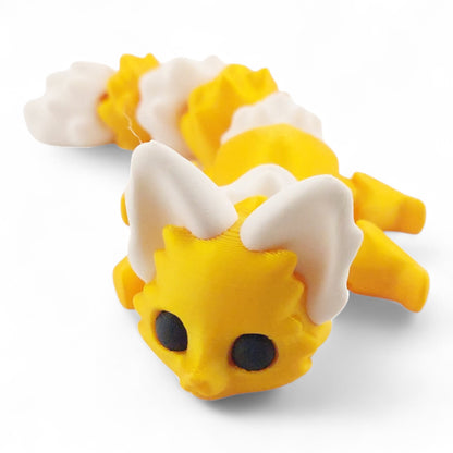 Sunshine Flexi Fox – 7.5" Articulated 3D Printed Collectible | Whimsical Desk or Shelf Decor