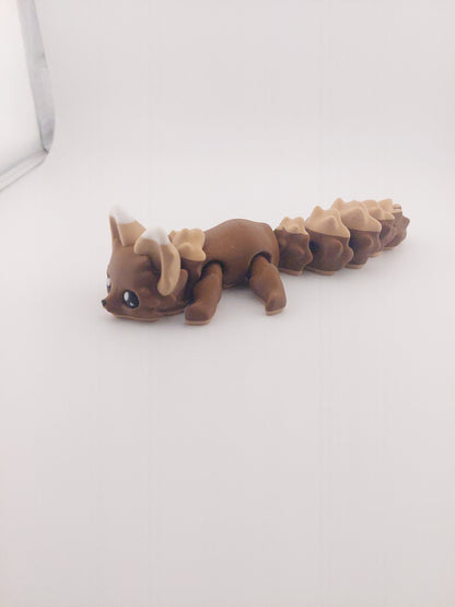 Articulated Painted Caramel Flexi Fox - 3D Printed Fidget Fantasy Creature