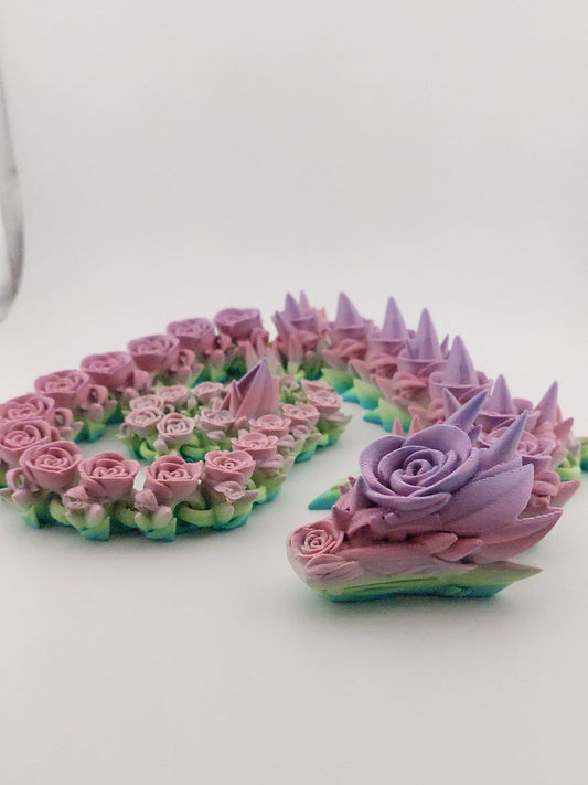 1 Articulated Rose Dragon - 3D Printed Fidget Fantasy Creature - Customizable Colors - Cinderwing3d-
