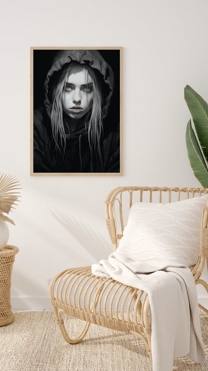 Monochrome Muse Art Print - Frame Not Included