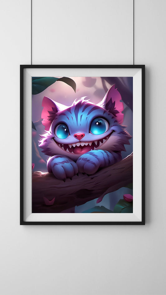 Curious Cheshire Cat, 11x17 Inches, Art Print, Fantasy, Horror, Cartoon