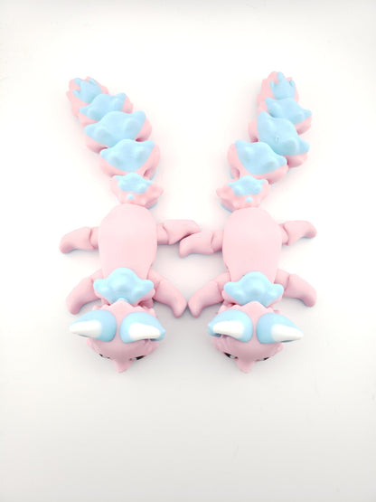 Carly The Cotton Candy Flexi Fox 7.5 Inches - 3D Printed Fidget Fantasy Creature - Authorized Seller - Articulated