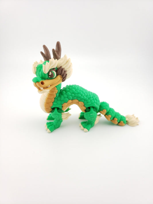 Flexi Chinese Dragon - 3D Printed Fidget Fantasy Creature - Authorized Seller - Articulated Toy Figure - Desk Decor Figure