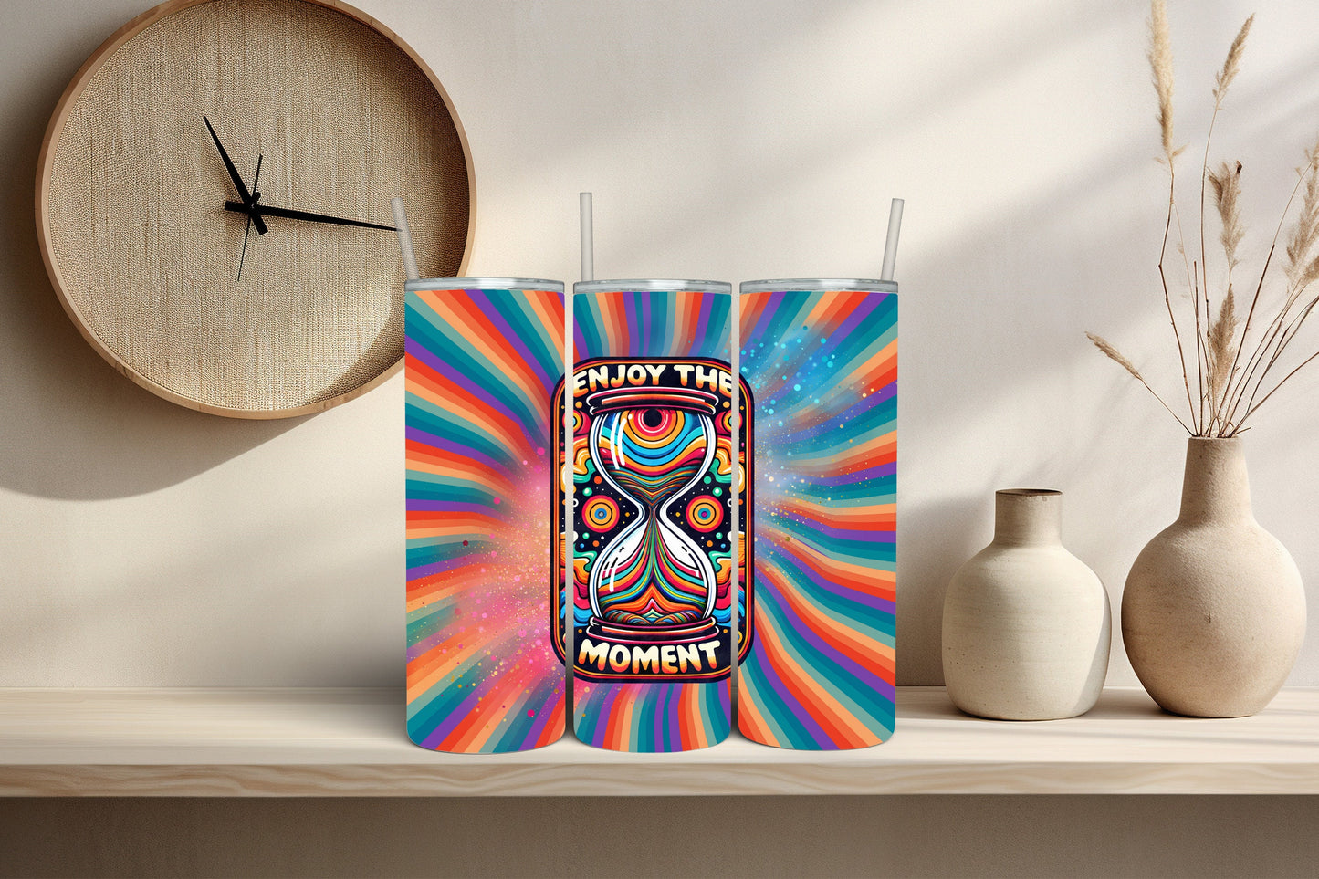 Hippie Inspirational 20 oz Tumbler Trippy Psychedelic Rainbow Swirl Cup