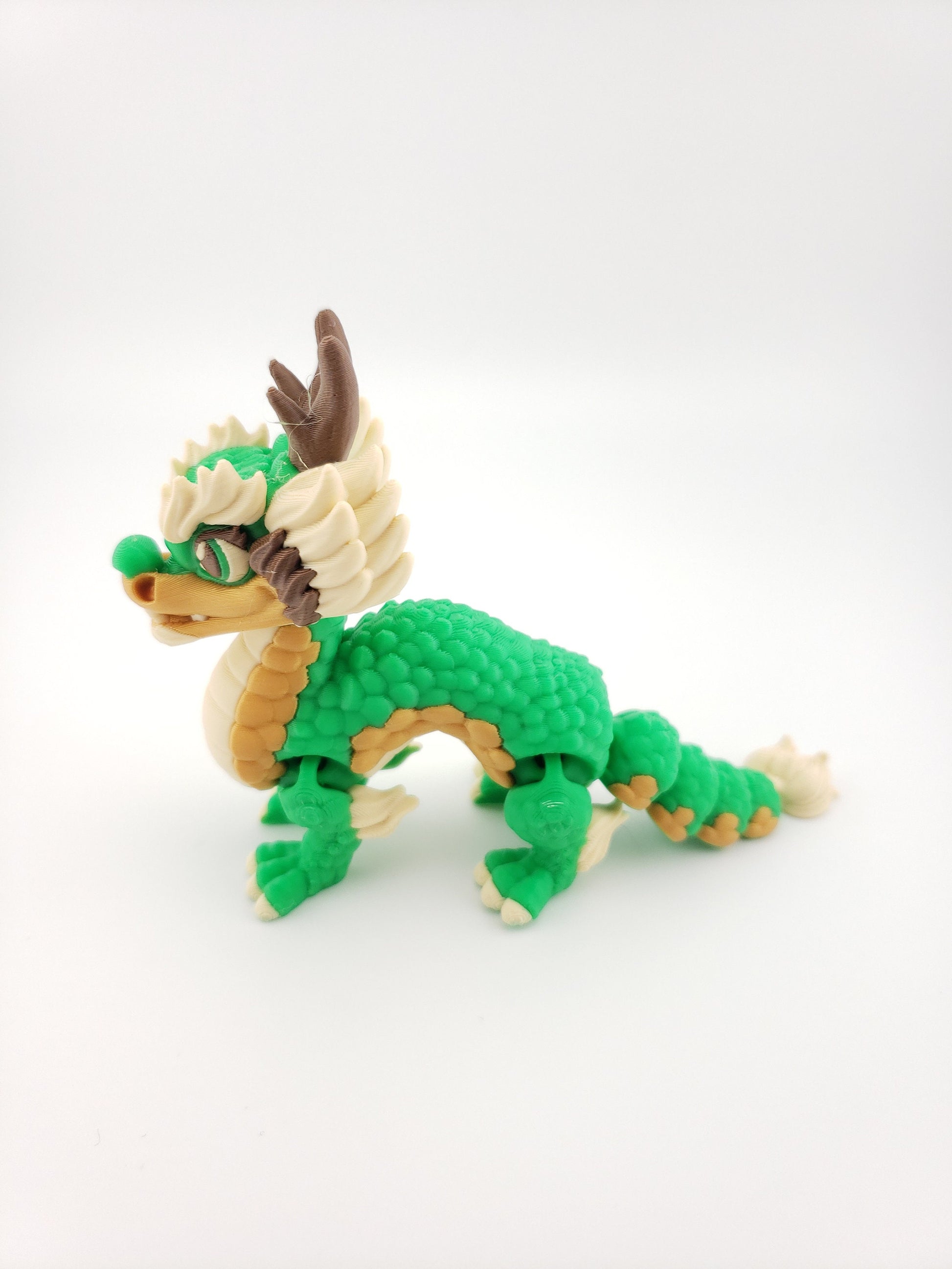 Flexi Chinese Dragon - 3D Printed Fidget Fantasy Creature - Authorized Seller - Articulated Toy Figure - Desk Decor Figure